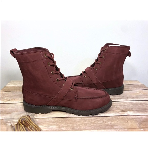 Polo Ralph Lauren Ranger Burgundy Suede Boots Bear - Picture 3 of 6